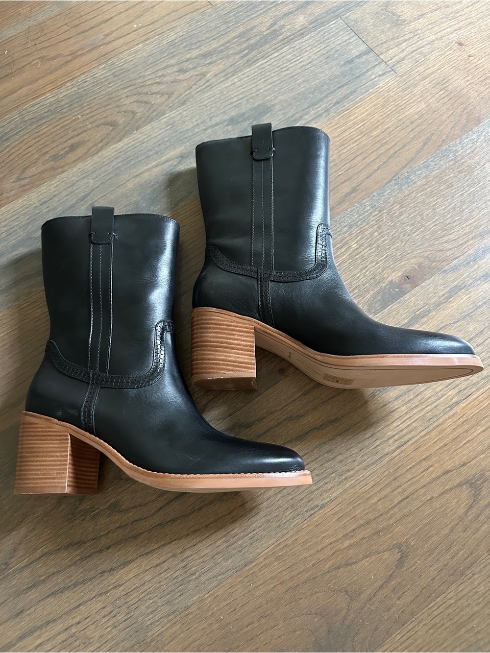 Dolce Vita NWOT Women's Black Leather Mid-Calf Block Heel Boots